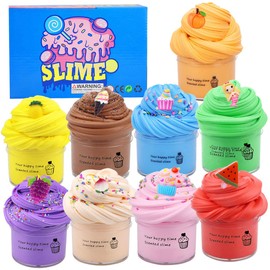 9 Pack Slime Kit Mini Cloud Slime Kit Soft and Non-Sticky Fluffy Slime Toy for Boys Girls Party Favors Stress Relief Slime Toys Super Stretchy and Scented Slimes Toy