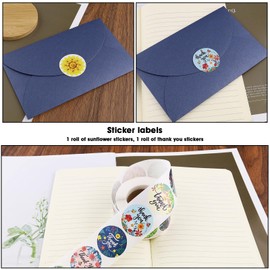 ECSiNG 2 Roll with 1000Pcs Sunflowers Stickers Thank You Stickers Sunflowers Sealing Stickers Thank You Sealing Decal for DIY Making Sealing Decoration 3.8cm