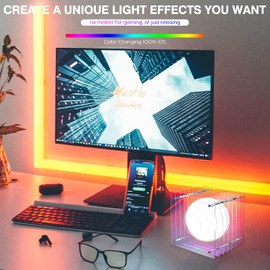 Moon Night Light 16 Colors 8 Brightness 4 Lighting Modes,Waterproof, Rechargeable Suitable as Kids Night Lights Bedroom Decorations, Stocking Stuffers for Kids Adults Women (Transparent, 6inch)