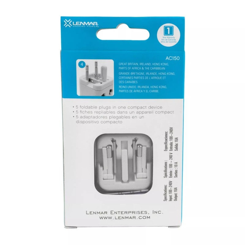 LENMAR AC150 TraveLite Ultracompact All-in-One Travel Adapter