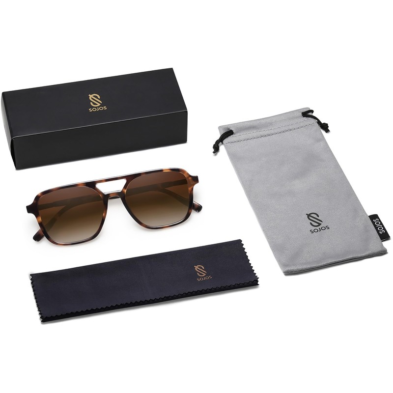 SOJOS Retro Aviator Sunglasses Womens Mens,Trendy Rectangle Shades SJ2202 |