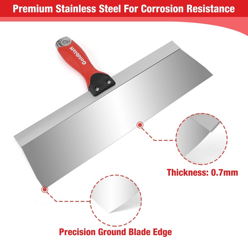 Goldblatt Drywall Knife Set, 5-Pieces Stainless Steel Taping Knives -