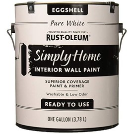 Rust-Oleum Simply Home Interior Wall Paint 332141 Simply Home Eggshell Interior Wall Paint, 1 Gallon (Pack of 1), Pure White, 128 Fl Oz