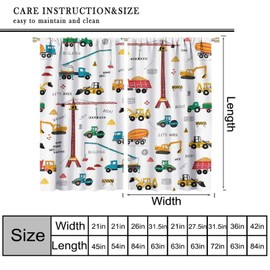 VUMIVI Cartoon Construction Vehicle Blackout Curtains Hand Painted Graffiti Boys Machinery Window Treatments for Boys Kids Room Bedroom Nursery Room 42" W X 63" L