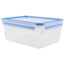 EMSA 508546 Rectangular food content with lid, 3.7 liter, transparent / blue, clip & close