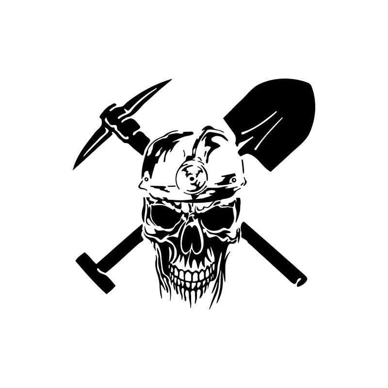 Cbcdecals - Coal Miner Pick an Shovel Skull Vinyl Decal