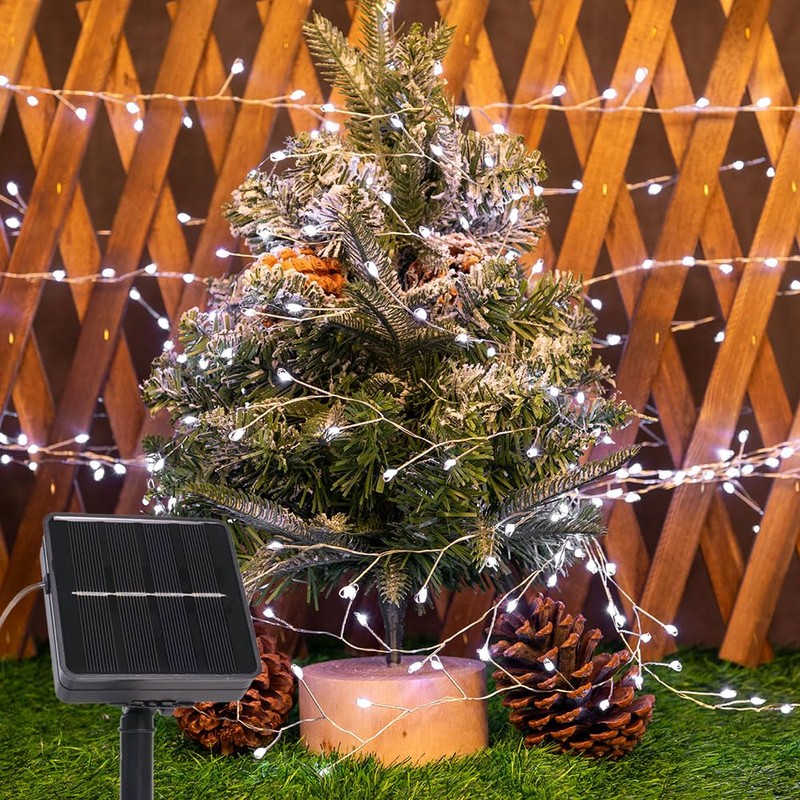 PCORES 20FT 200LED Solar String Lights, Outdoor Waterproof 8 Modes,