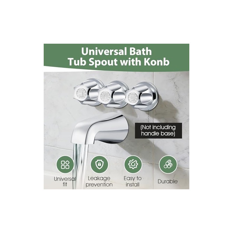 Bathtub Faucet and Shower Knobs Replacement,Easy to Install Tub Spout