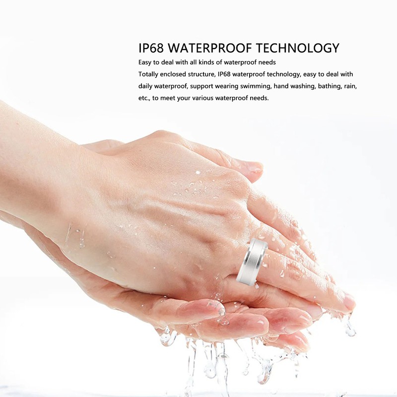 Smart Health Ring Silver Pedometer Waterproof Body Temperature Monitoring Sleep