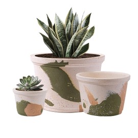 wraleorn Ceramic Flower Pots, 6/4.7/3.5-Inch Planters for Indoor & Outdoor Plants, Sustainable Porcelain Pots with Drainage Holes for Orchids & Succulents, for Plant Lovers (Set of 3,Ivory White)