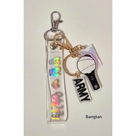 KPOPIRUDA Keychain for B-TS Set(2 PCS) Signature Merchandise Army Bomb Key Ring & Bangtanboys Name Keychain Army Gift Merch (BTS(KO))