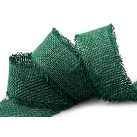 30 m x 40 mm Cotton Ribbon Dark Green Fir Green (59) Natural with Fringes Green Decorative Ribbon Grid Ribbon 100% Cotton Cross Stitch Ribbon Decorative Biodegradable Country House Mesh Ribbon