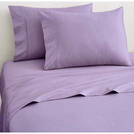 Neighbourhood Home Three Quarter Fitted Sheet Giza 3-Piece 800 Thread-Count Deep Pockets [1 Fitted + 2 Pillowcases] 100% My Organic Cotton Hotel Quality Sheet, 20-Inch Pockets - Lilac, Small Double