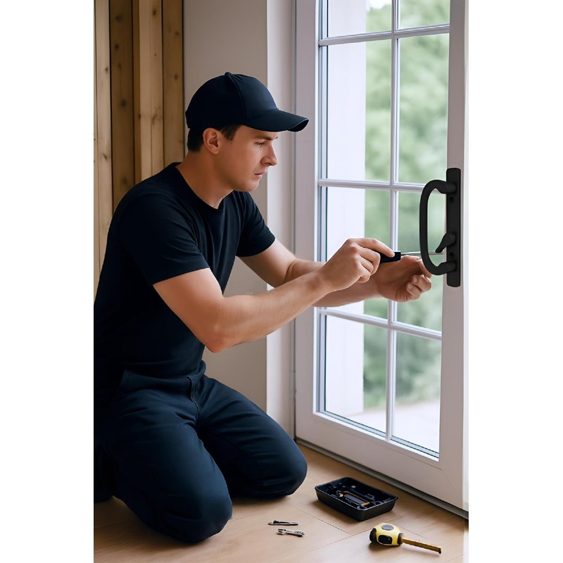 Ruigrit Offset Sliding Patio Door Handle Set with Mortise Lock