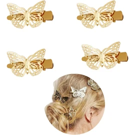 Abc Style Broche Pinza Pasador Dorada de Mariposa Kit 4 Piezas Elegante para Pelo Fiesta Boda Mujeres y Niñas Comodo de Llevar de Lujo