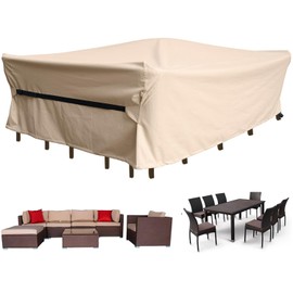 CKCLUU Patio Furniture Set Covers Waterproof Patio Conversation Sets Cover Outdoor Sectional Sofa Couch Cover Outside Dining Set Table and Chairs Covers Heavy Duty 600D 90" L x 64" W x 28" H