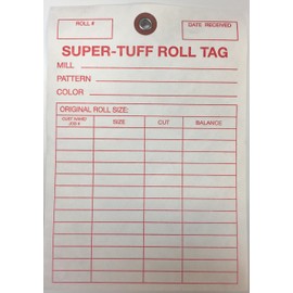 TTUFF1 Super-Tuff Carpet Roll Inventory Tags - Non-Rip Grommet Reinforced (Metal Ring) Sale Tags - 5" x 7" (100 Pack) Carpet and Flooring Store Price Cards