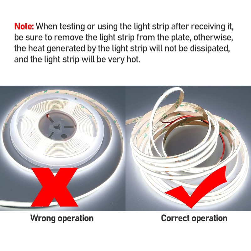 KXZM 24V COB LED Strip Light Cool White 6000K 2400LEDs