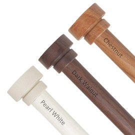 Rod Desyne 1" Bonnet Faux Wood Single Curtain Rod, 48-84 inch, Pearl White
