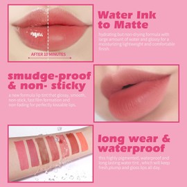 KIMUSE Lip Tint Stain, Water Gel Tint 3 Colours, Highly Pigmented, Lightweight, Soft, Moisturising, Long-Lasting, Not Tested on Animals