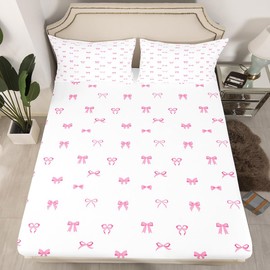 Erosebridal - Juego de sábanas planas con lazo para habitación de niñas, juego de cama estilo princesa soñadora, tamaño individual, bonito juego de sábanas para niños, adolescentes y mujeres, juego de