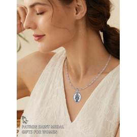 GUANMTY Miraculous Medal Sterling Silver Miraculous Medal Pendant Necklace for Women Virgin Mary Necklace Virgin Mary Pendant Catholic Jewelry Religious Gifts for Women