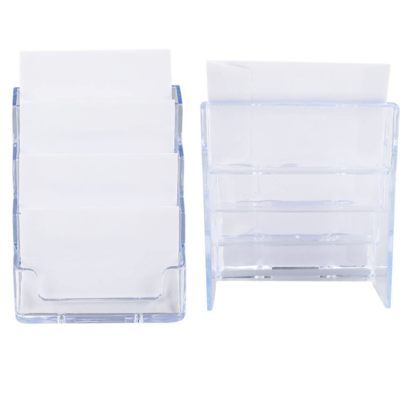 AMANDELIZABE 2 Pack Clear Acrylic Business Card Holder with 4