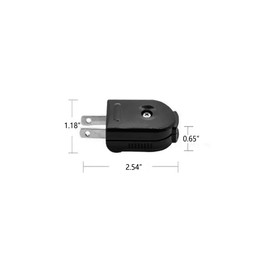 Extension Cord Replacement Plug 2 Prong 125V 15A Male Plug Rotatable Electric Plugs Lamp Plug for Small Appliances Strips DIY Craft Projects (Black) 5 Pieces.
