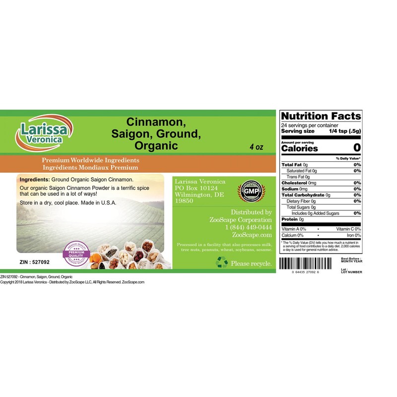 Cinnamon, Saigon, Ground, Organic (4 oz, ZIN: 527092)