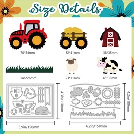 DELORIGIN Farm Tractor Cutting Dies Card Making Die Stencil Farm Animal Metal Card Die Cuts Scrapbooking Embossing Template Dies for Greeting Cards Craft Paper Album Invitation Decor