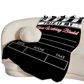 Puxnawi Movie Blanket for Girls Women Boys Men Movie Clapboard Lovers Gifts Throw Blanket Cozy Plush Flannel Fleece Blankets Lightweight Fuzzy for Bed Decor 50"X40"