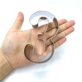 LILIAO Number 3 Cookie Fondant Biscuit Cutter for Birthday/Anniversary/Special Day - 2.4 x 4 inches - Stainless Steel