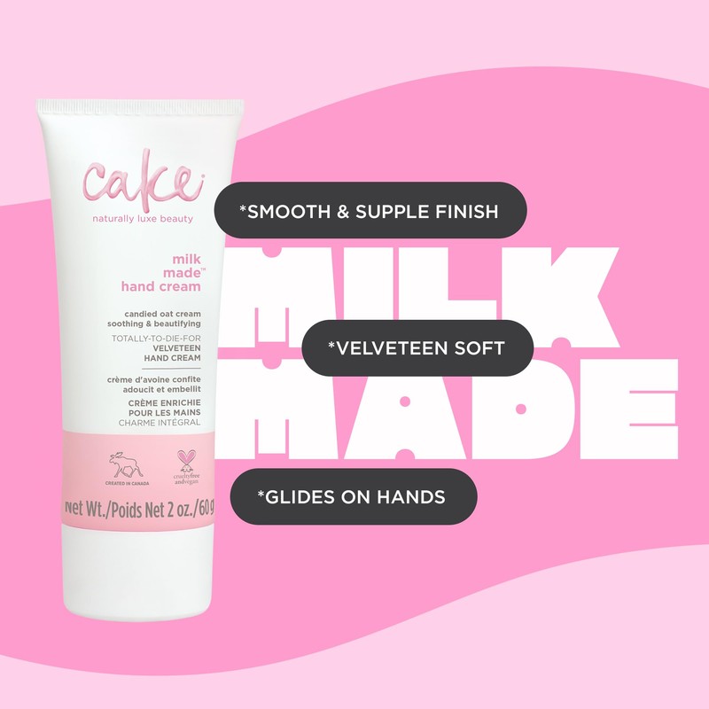 Cake Beauty Velveteen Hand Cream, Milk Made - Soothing, Lightweight