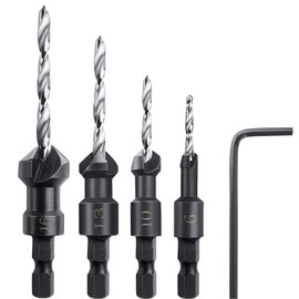 Countersink Drill Bit Set 5Pcs Twist Drill Set Carpentry Reamer Wood Countersink Drill Bit for Wood-Plastic Soft Metal