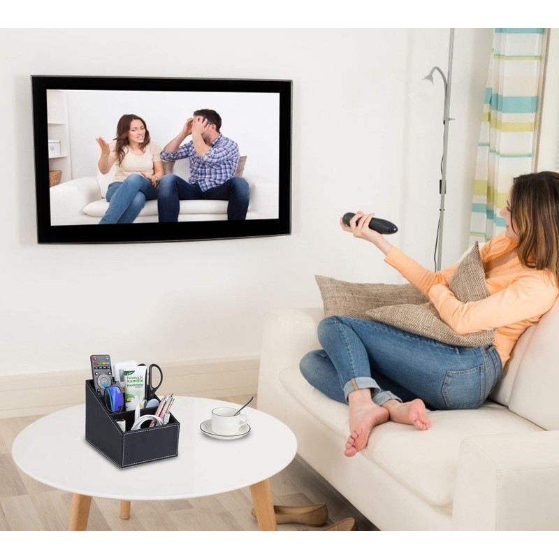 MoonSing Tv Remote Control Holder Organizer Box with 3 Compartment,