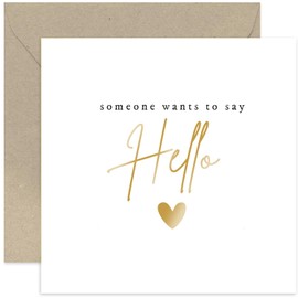Old English Co. Cute Baby Announcement Card - 'Someone Wants To Say Hello' Pregnancy Scan Photo Card for Grandparents Family Friends from Mummy Daddy To Be | Blank Inside Envelope