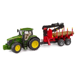 Bruder 09829 John Deere 7R 350 with Forestry Trailer and 4 Trunks