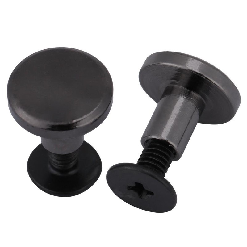 20 Pcs Rivets for Leather Work, Black Chicago Screws Brass
