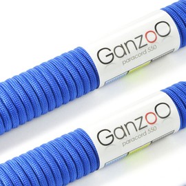 'Set of 2 Multi Function Core Rope (Nylon) – Very Strong Tear Resistant Parachute Cord/Paracord 550 550lbs Total Length 62 (200 ft), Colour: Blue – Please Note: This Paracord Rope is not suitable for Climbing. Ganzoo