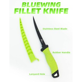 BLUEWING Fillet Knife 1pc Stainless-Steel Blade Fishing Filet Knife Boning Knife with Non-Slip Handles and Protective Sheath, Size 7 in