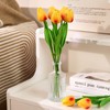 Drewev 30 Pcs Orange Tulips Artificial Flowers Fake Tulip Flowers