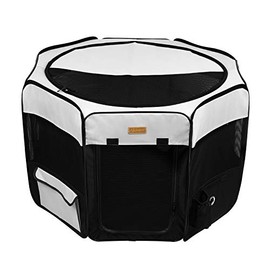 Akinerri Pet Playpen Portable Foldable Playpen for Dog /Cat/Puppy Exercise Kennel Dogs Cats Indoor/Outdoor Removable Mesh Shade Cover