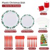 Gather 176Pcs Christmas Plastic Plates - Green Christmas Plates Disposable