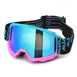 mjmoto Motorcycle Safety Goggles for Women Men Anti Slip Strap Scratch Resistant for Dirt Bike ATV MX DH MTB Snowboarding (BluePink)