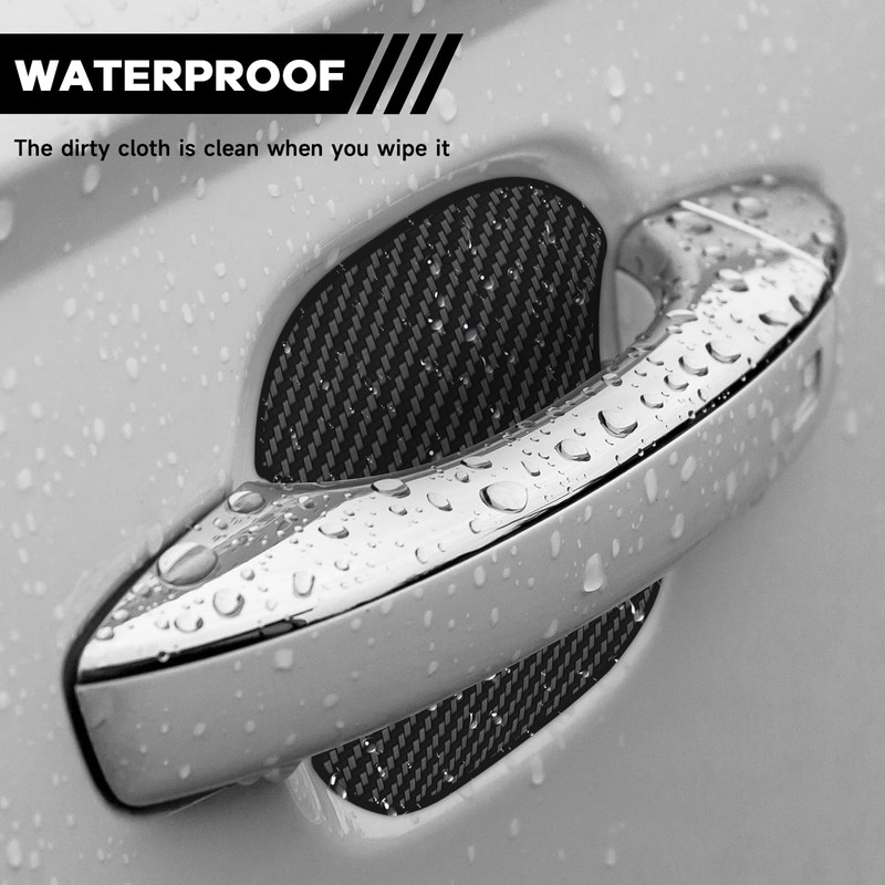 Car Door Handle Protector, 4Pcs TPU Carbon Fiber Anti-Scratches Protectors,