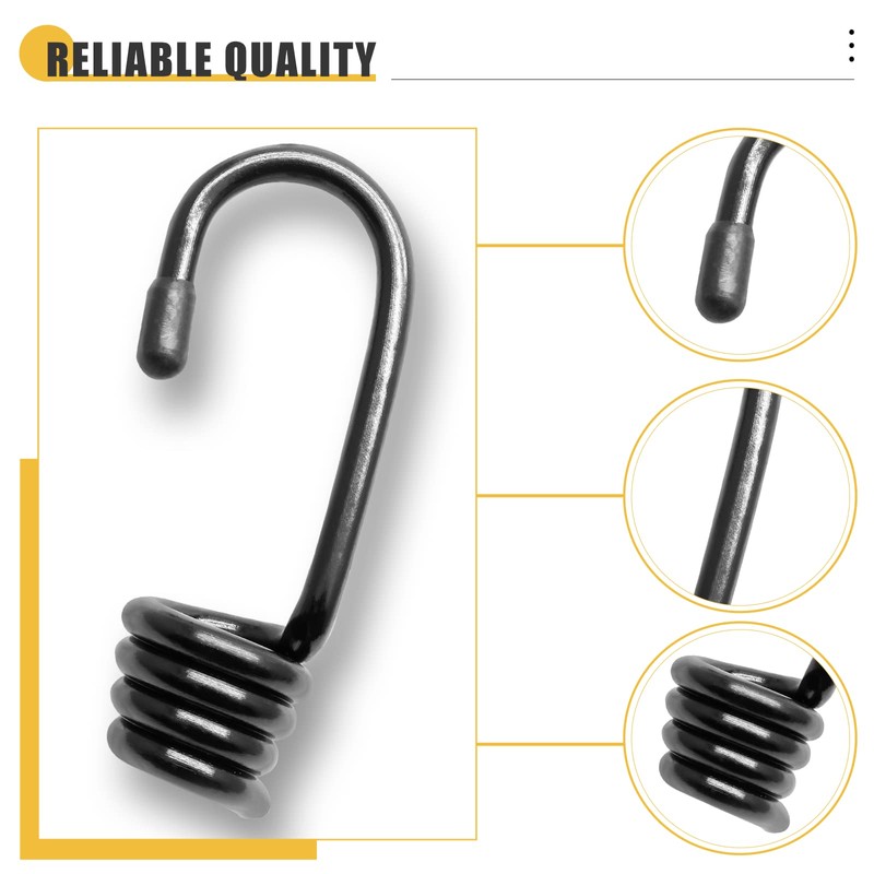 BokWin 10 Pcs Bungee Shock Cord Hook Plastic Coated Bungee