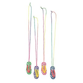 Fun Express - Hibiscus Flip Flop Necklaces for Summer - Jewelry - Necklaces - Necklaces - Novelty - Summer - 12 Pieces