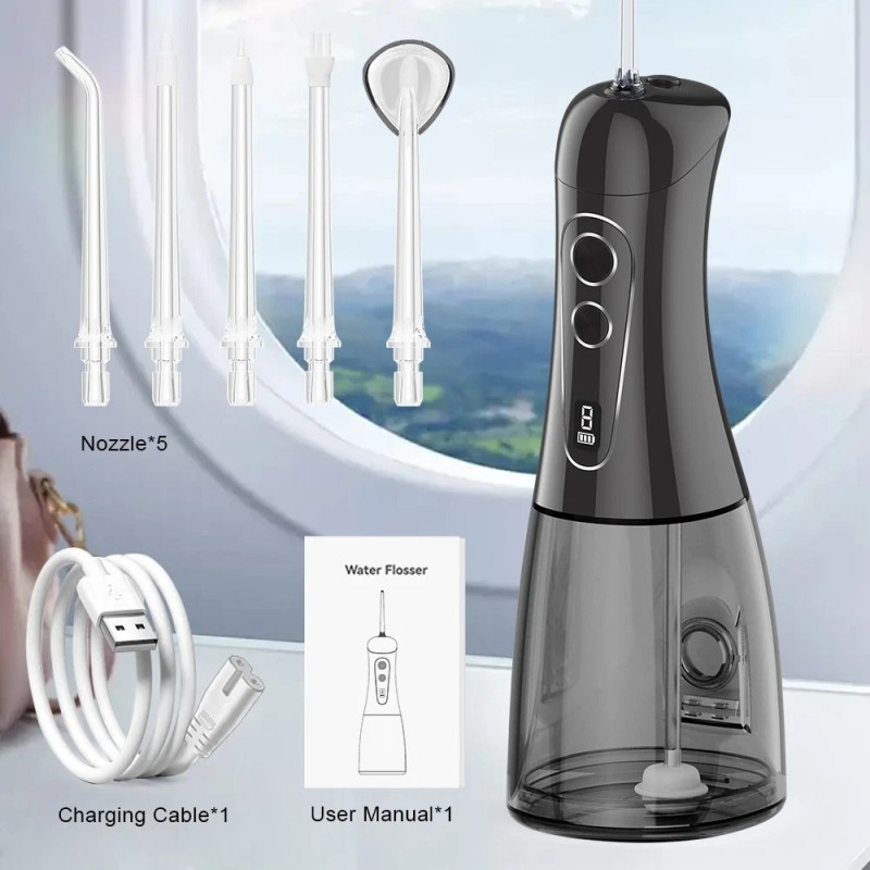 Water Flosser 400ML Portable Tooth Cleaner Rechargeable Travel Digital Display