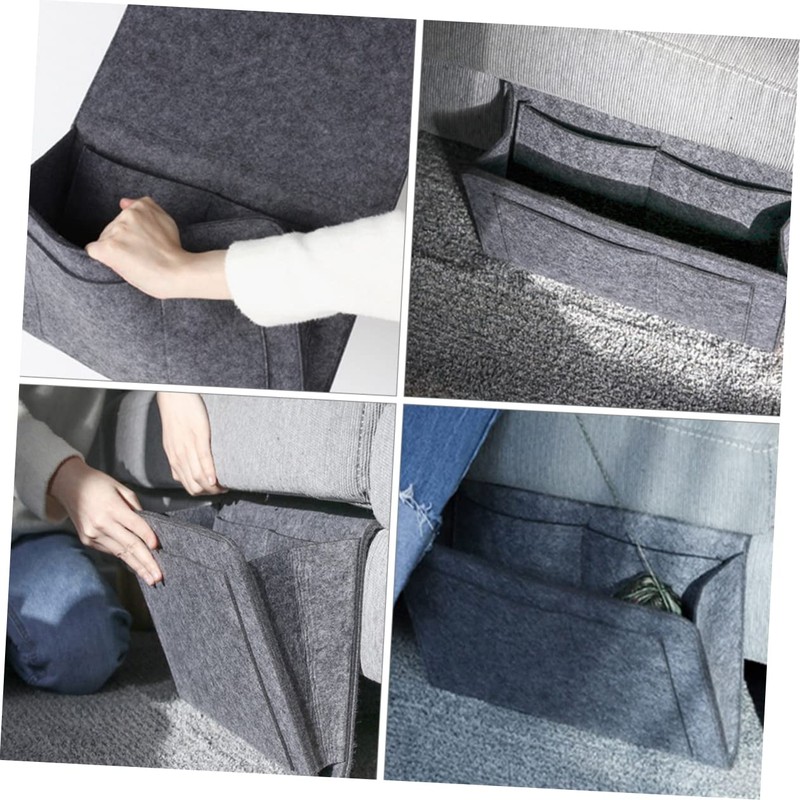 CAXUSD 2pcs Felt Bedside Pocket Organizer for Sofa and Bed