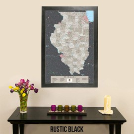 Illinois - Earth Toned - Rustic Black Frame - 150 Pins Included - 150 Pins Included - 27.5 inches x 39.5 inches